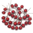 20 шт Мини Поддельные стеклянные гранатовые фрукты маленькие Ягоды Искусственные цветы красная вишня Stamen Свадебные Рождественские декоративные