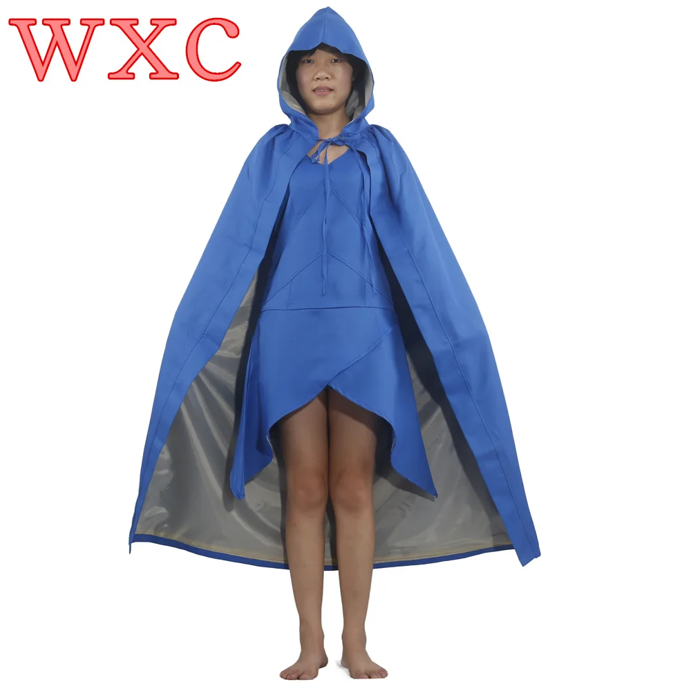 Game of Thrones Daenerys Targaryen Cosplay Costumes Sex Sleeveless Dress Electric Blue Cloak Halloween WXC |