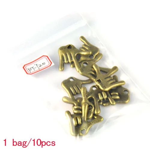 Я люблю тебя рукой с пальцами знак античная бронза палец я Шарм Подвески