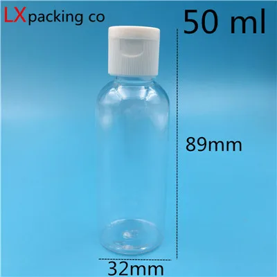 50ml 50 pcs 50 шт., 60, 100, 150 мл, пустая прозрачная пластиковая упаковка, раскладушка, бутылка для воды, кристально чистая, флип-топ, крышка, упаковка, мини-контейнеры - Цвет: 50ml 50 pcs