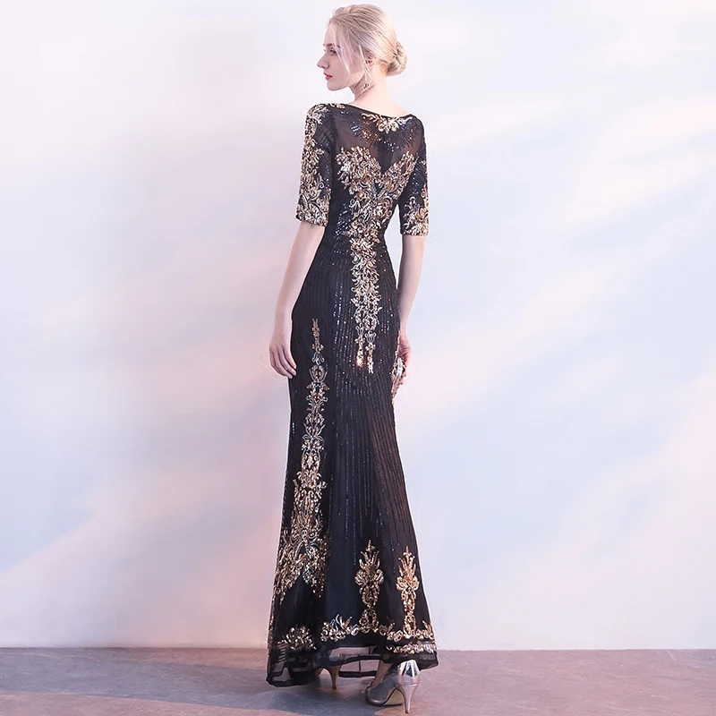 Женское длинное вечернее платье с круглым вырезом и аппликацией|dress custom made|evening