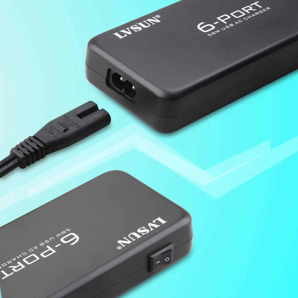 LVSUN 58 Вт 5 В 2 4 А 6 портовое дорожное/настенное зарядное USB устройство адаптер