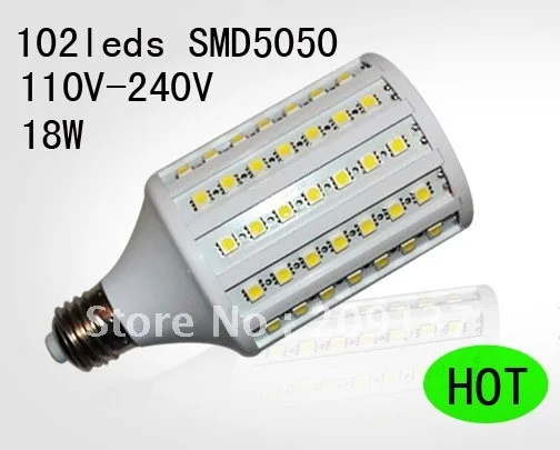 Светодиодсветодиодный лампочка светильник куруза 18 Вт E27 102 SMD 5050 с теплым