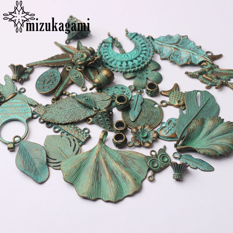 1 упак./лот случайный смешанный Ретро Verdigris патиной, покрытое цинковым сплавом, Ретро стиль, зеленый Подвески Кулоны из нержавеющей стали для бижутерии, материал для рукоделия найти аксессуары