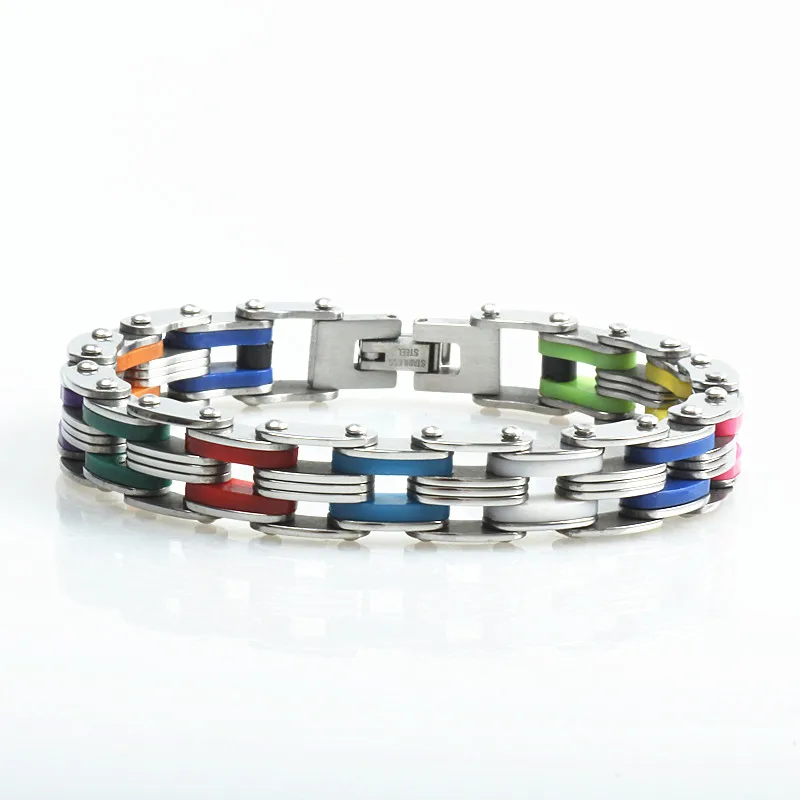 Silicone Stainless Steel Bracelet Men Bangle Rainbow Color 316L bracelet men | Bracelets