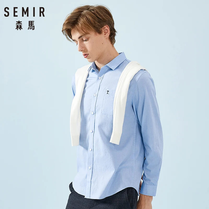 Рубашка SEMIR Мужская классическая хлопок 100% нагрудный карман легко гладить
