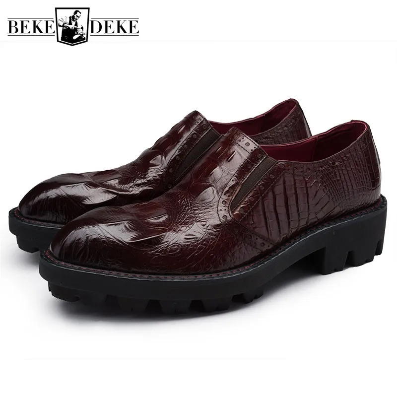 

Мокасины мужские из натуральной кожи, платформа, заостренный носок, без застежки, классические туфли, обувь для свадьбы