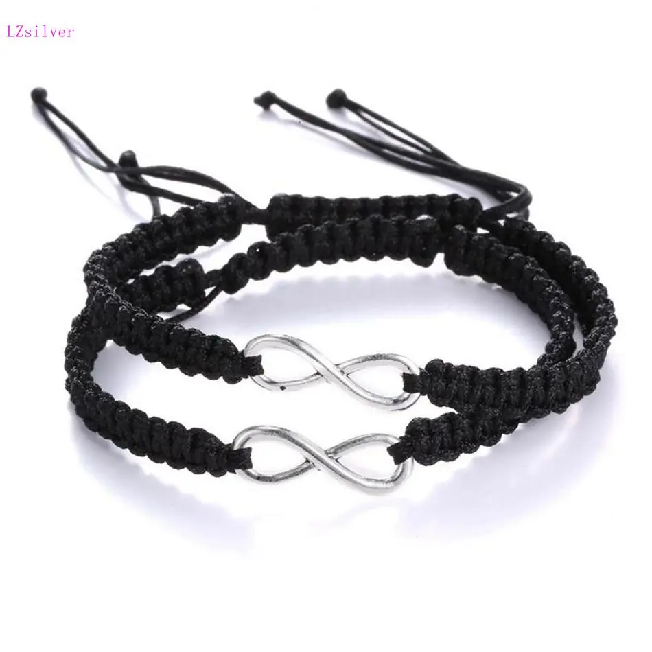 10 шт. браслет ручной работы с персонажами на удачу Черный регулируемые браслеты