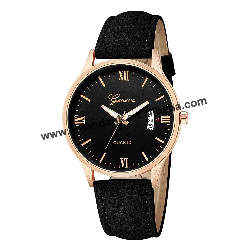 

New Fashion 638 Geneva Leather Watch Western Style Woman Man Sport Wristwatch Hot Sale Women Dress Quartz Roman Leather Watches