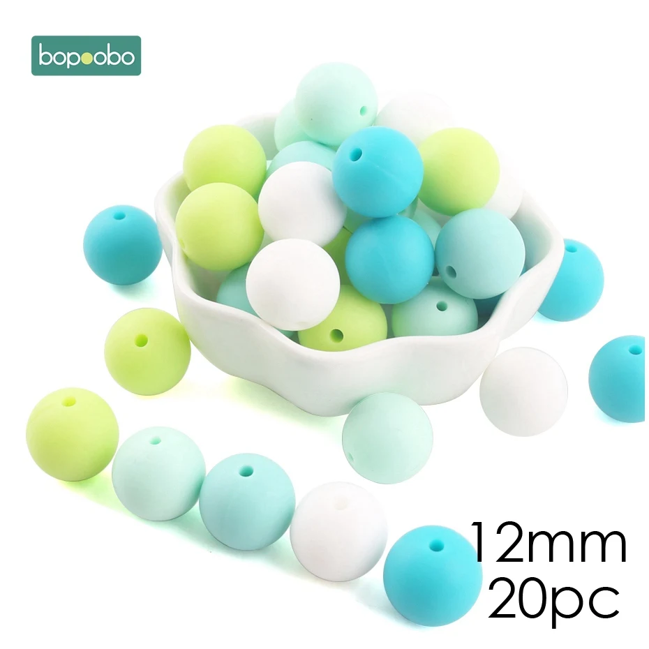 Green Series Beads Bopobo, мини грызунок для собак, силиконовый, 15 мм, прорезыватель, бусины, маленькие грызуны, жемчуг, 0-12 месяцев, силиконовый, единорог, погремушка, детский Прорезыватель - Цвет: Green Series Beads