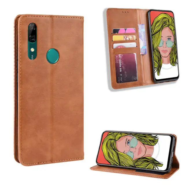 Роскошный p smart z fone чехол для huawei P Smart Z Ретро кошелек из искусственной кожи с отделением для карт откидная подставка чехол p smart z бизнес-Книга чехол для телефона