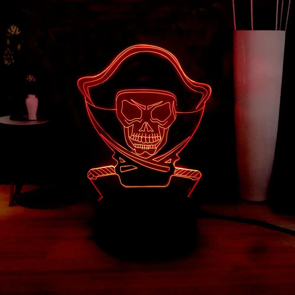 С изображением персонажа фильма Пираты Карибского моря 3D визуальный лампа