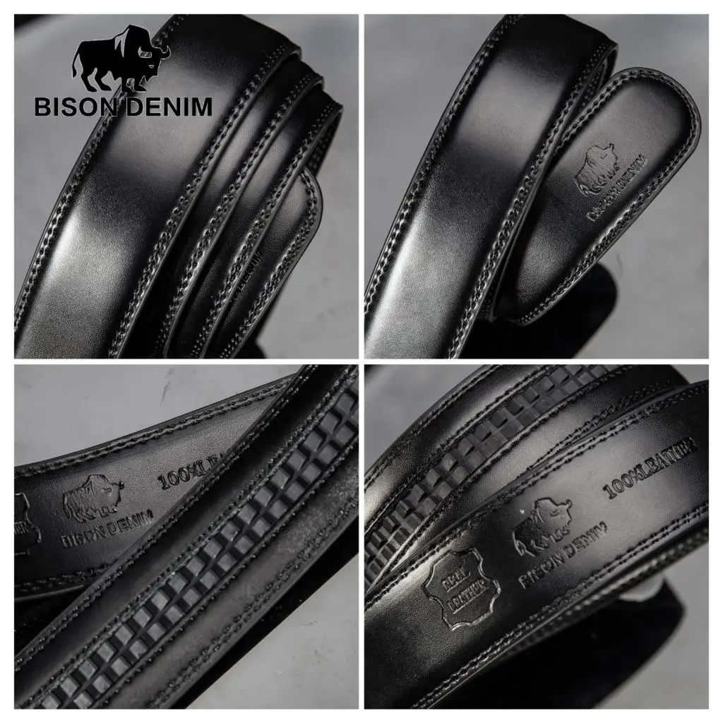 BISON DENIM Роскошный кожаный ремень мужской из натуральной кожи брендовые
