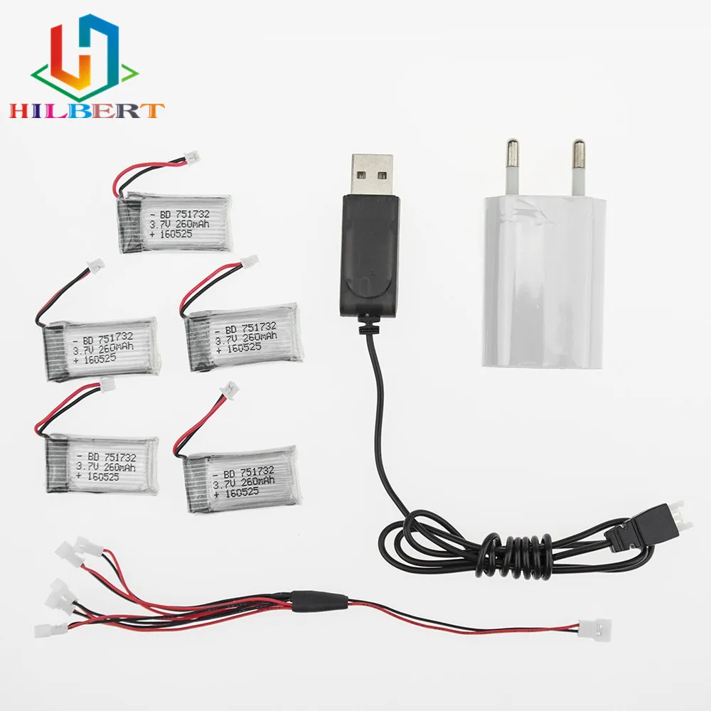 Обновление 5 шт 3 7 V 260mAh Li po батарея 30C с USB зарядным устройством и кабелем для JRC H20 RC