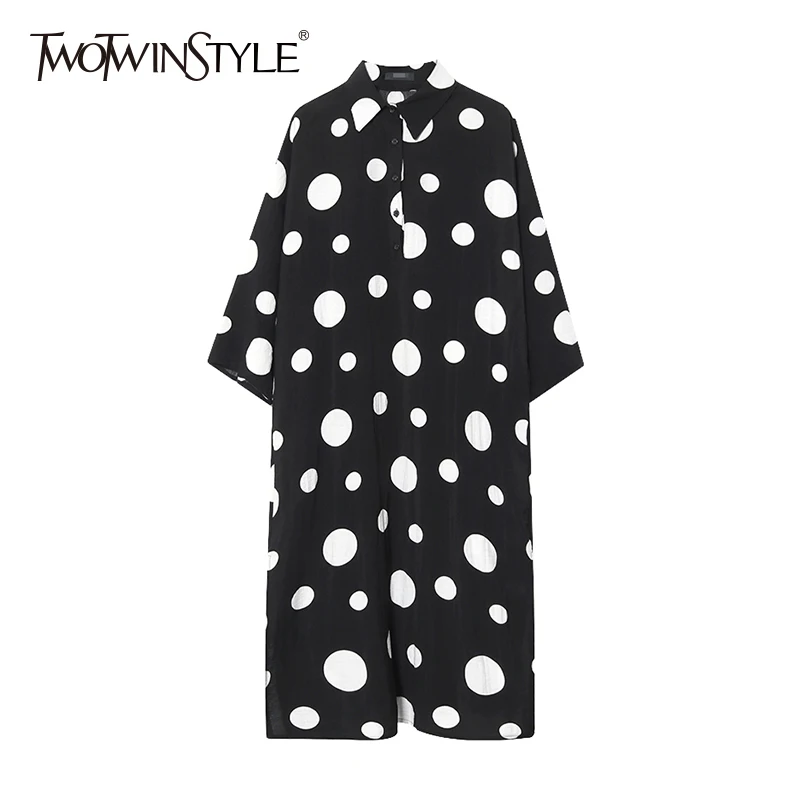 TWOTWINSTYLE платье в горошек Женские нагрудные Воротник Большой Размеры миди платья