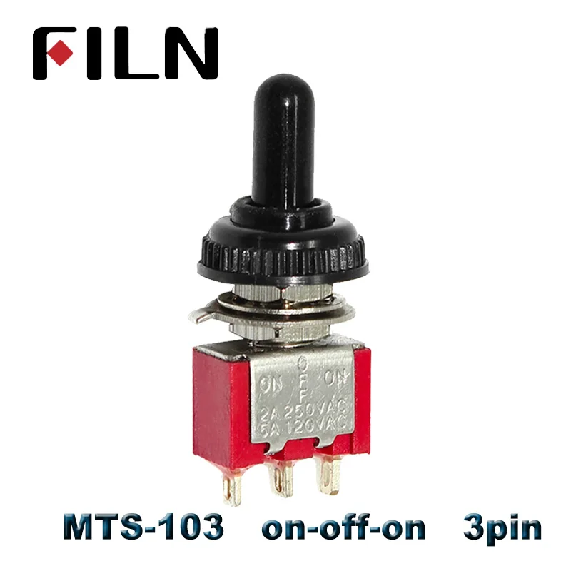 MTS-103 Red 6A 120VAC мини 2 положения вкл. MTS-102 MTS-202 тумблер 3 положения MTS-103 MTS-203 вкл. Выкл. Вкл. Переключатель с водонепроницаемой крышкой - Цвет: MTS-103 Red