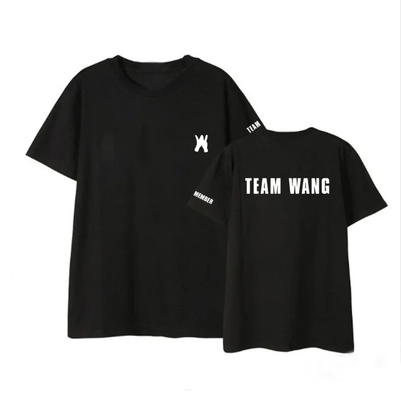 Футболка Kpop GOT7 Team Wang летняя футболка для пар черная Джексона с коротким рукавом