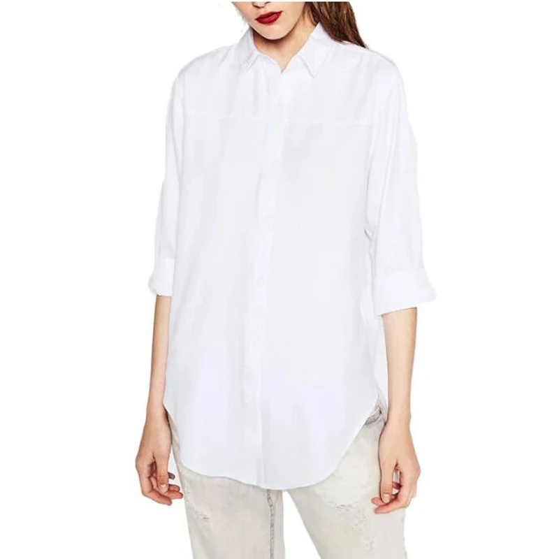 Blusas Новый элегантный Для женщин Демисезонный Vogue Свободные Длинные Девушка