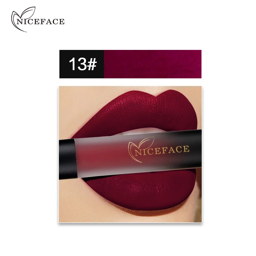 13 18 Colors 1 Pcs Sexy Velvet Lipsticks Long Lasting Waterproof Matte Liquid Lip Gloss Lip Sticks Women Beauty Makeup Tools - Цвет: 13