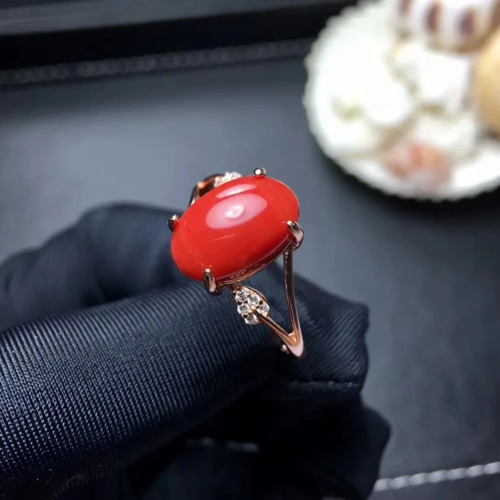 Натуральный кораллово-красное кольцо Бесплатная доставка натуральный красный