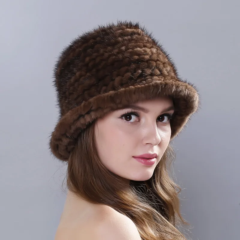 FUR123 Europe and America New Fashion warm Mink fur Caps children's middle-aged female Fur Hat Ladies Fedoras
