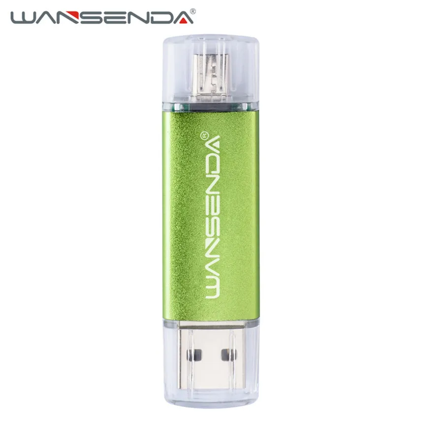 Зеленый WANSENDA OTG USB флеш-накопитель, флеш-накопитель 8 ГБ, 16 ГБ, 32 ГБ, 64 ГБ, 128 ГБ, флеш-накопитель 2 в 1, Micro Usb карта памяти, флеш-диск 256 ГБ - Цвет: Зеленый