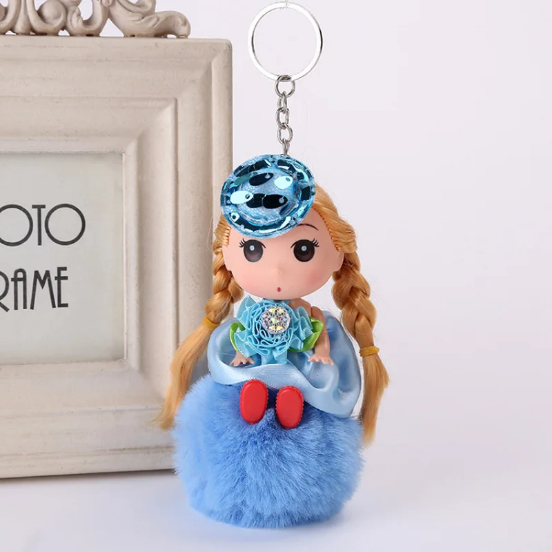 Искусственный мех кролика мяч девушки плюшевые куклы брелок Pompom автомобильный с