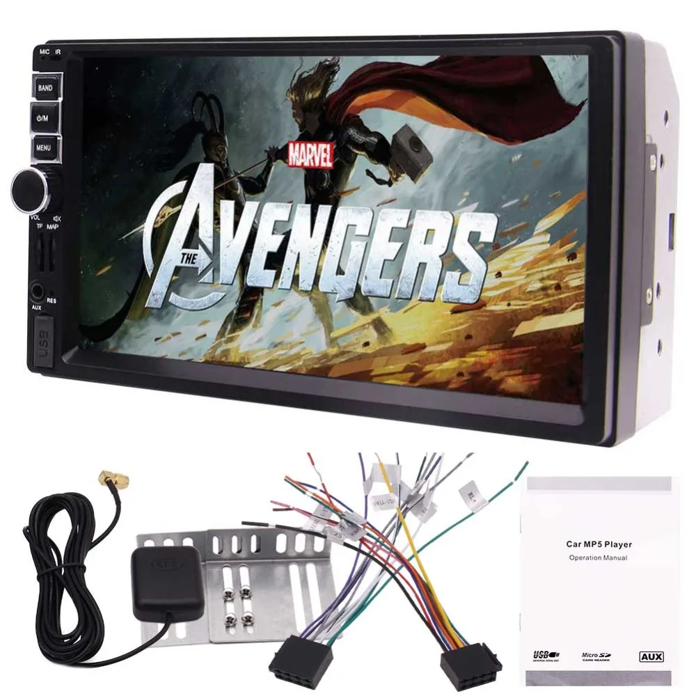 MP3 MP4 видео Bluetooth воспроизведение музыки 7 красочных кнопок обратная камера вход +