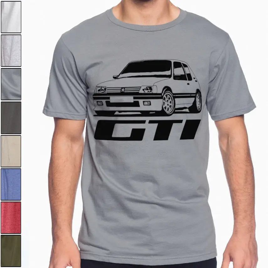Мужская футболка из мягкого хлопка Peugeot 205 Gti модная разноцветная 100% с круглым