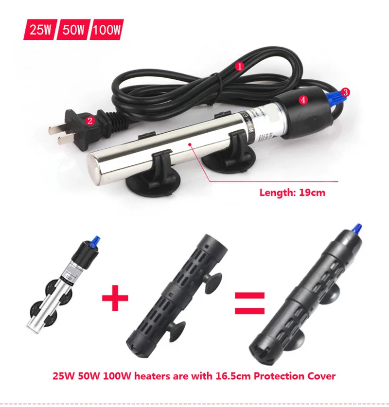 Автоматический водонагреватель для аквариума термостат из нержавеющей стали с