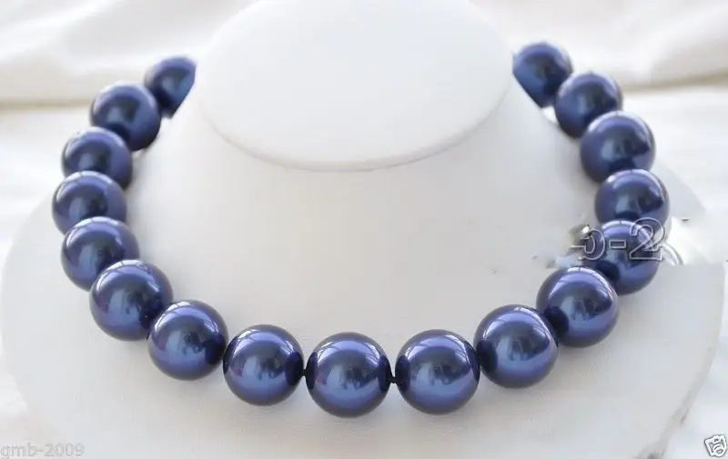 Огромное 18 мм синее Южное море жемчужное круглое ожерелье &quotAAA + 5 27|necklace brand|pearl