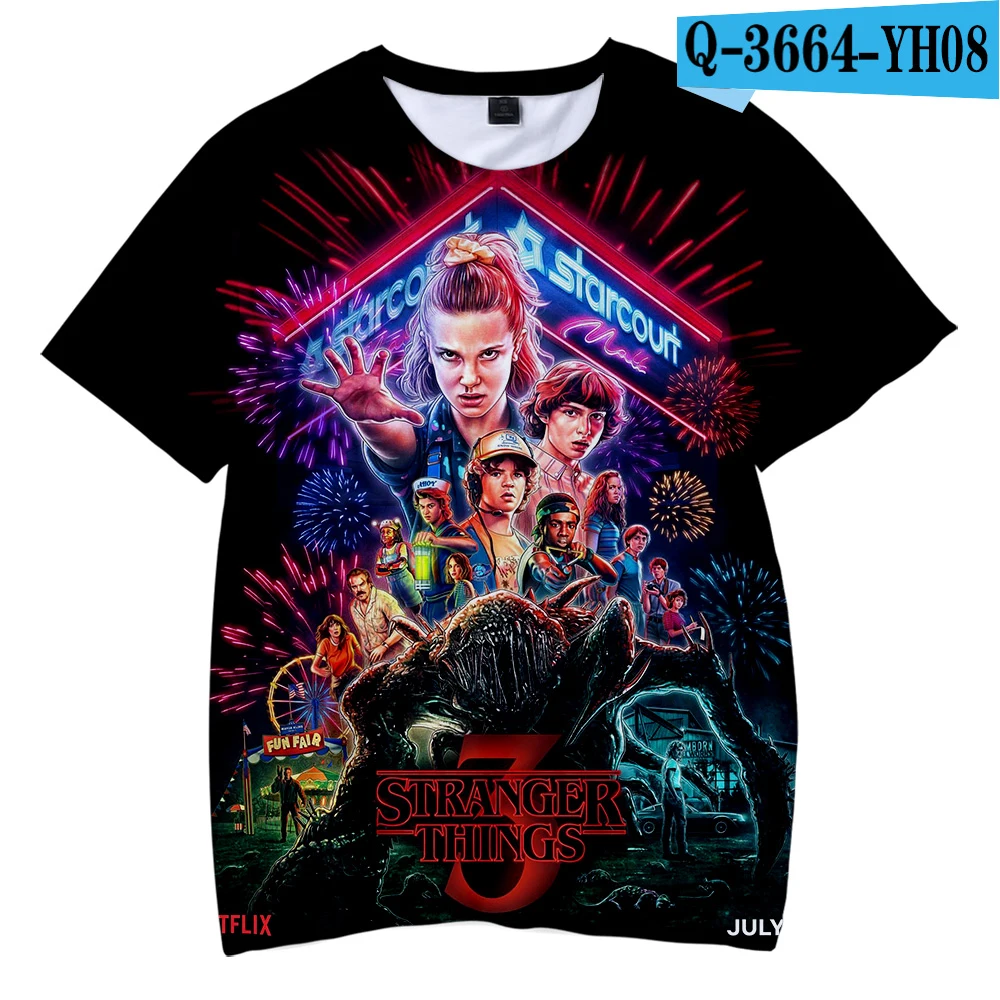 picture color Странные вещи, Мужская 3D футболка/женские сериалы ужасов, Детская уличная одежда для мальчиков и девочек, детская повседневная футболка - Цвет: picture color