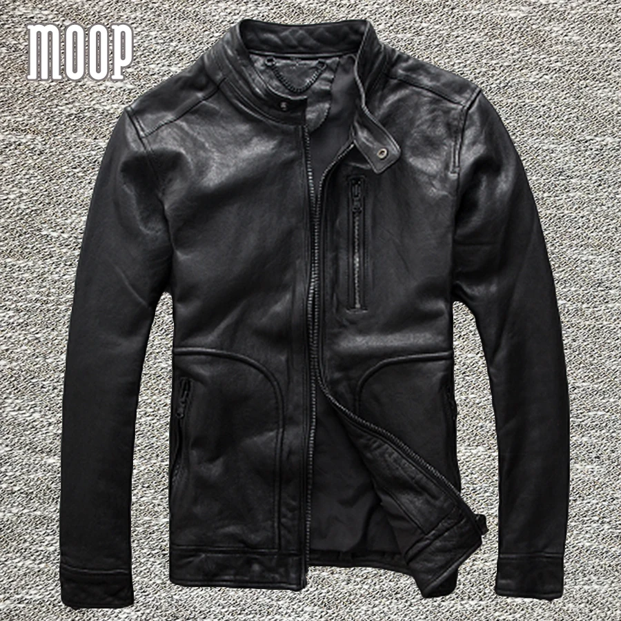 Черный Натуральная кожа куртка мужчины 100% овчины Moto rcycle Куртки Chaqueta Hombre VESTE Cuir Homme