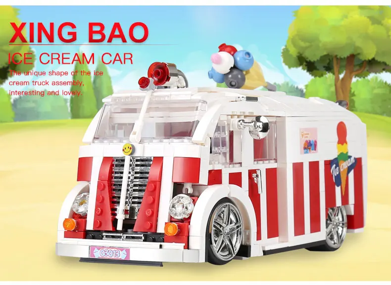 1000 шт. Xingbao 08004 Creator Technic Car Series набор для мороженого, строительные блоки, игрушки для детей, Рождественский подарок на день рождения