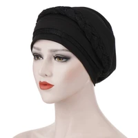 muslim women silky bright wire braid turban hat cancer chemo beanies cap headwear headwrap hair loss accessories