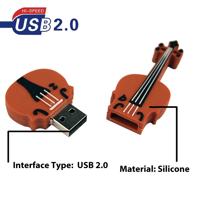 Violin usb flash drive music pen 64gb 128gb 16gb 32gb cartoon memory stick creative musical U disk | Компьютеры и офис