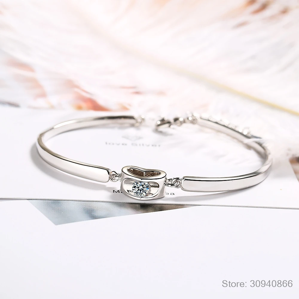 New Hot 925 Sterling Silver Charm Bracelets Trendy Design CZ Cubic Zirconia Stone Best Gift For Women Girls Party Appointment | Украшения и