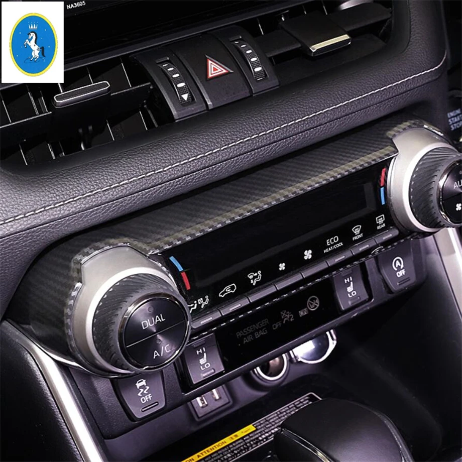 Yimaautotrim авто аксессуар центральный Кондиционер Переключатель переменного тока Накладка подходит для TOYOTA RAV4 RAV 4 углеродное волокно ABS