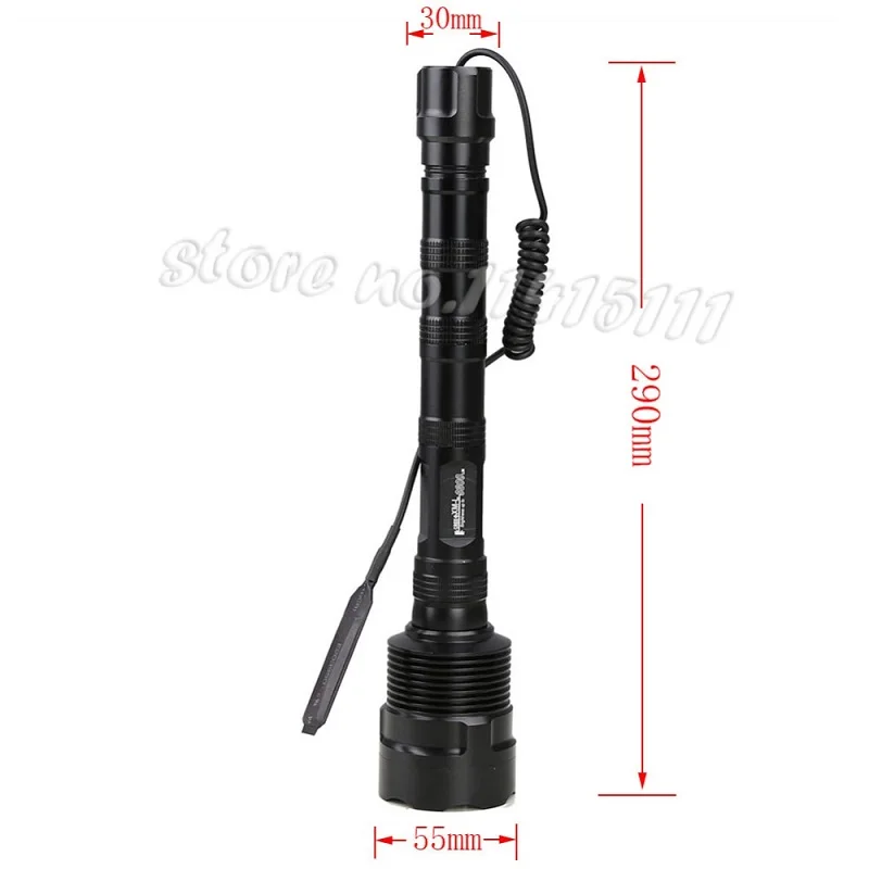 

Sets Powerful 1-Mode Tactical Flashlight light 6000Lm XML 3xT6 LED 18650 Lantern Torch+Battery+Charger+Remote Switch+Gun Mount