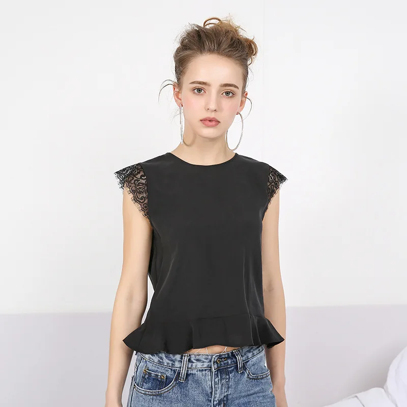 Женские шифоновые блузки с открытой спиной Bootyjeans черные открытые Блузы подолом и