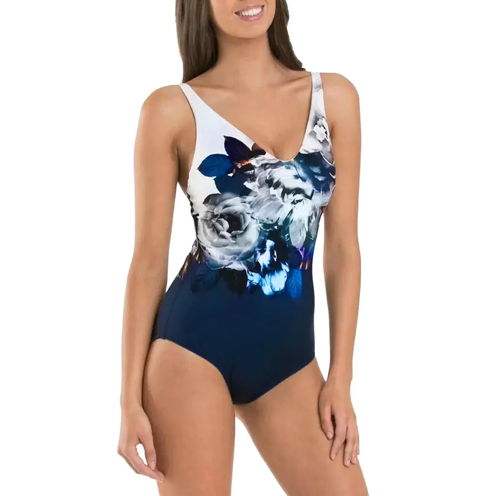 SAGACE цельное бикини сексуальное с цветочным принтом открытая спина купальник