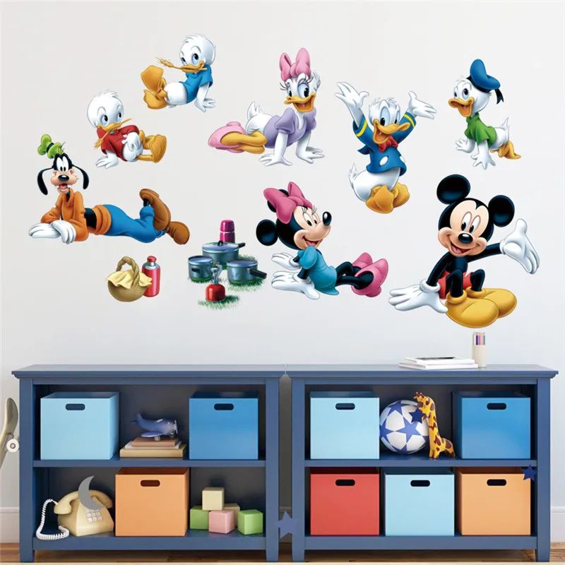 Disney Mickey Minnie Donald Duck Decorative Sticker Background Green Removable Self-adhesive Test Waterproof | Игрушки и хобби