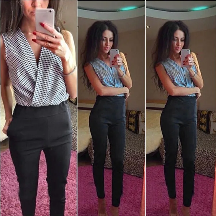 Женщины в шотландскую клетку V шеи комбинезон Bodycon повязку сексуальные Ползунки