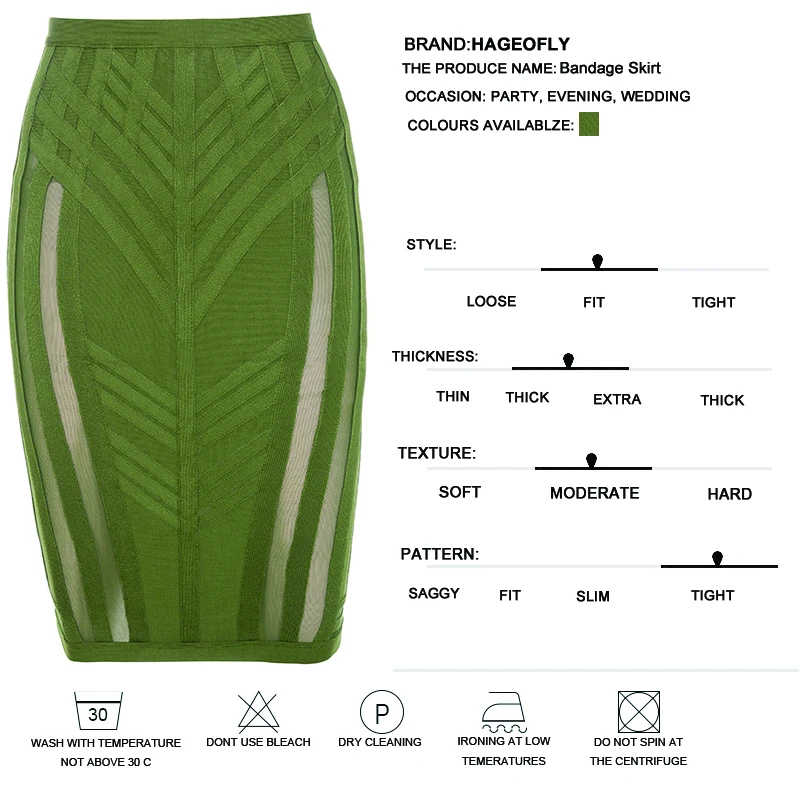 HAGEOFLY зеленый повязная юбка длина до колен сетки Империя карандаш клуб Bodycon тонкий летние женские юбка