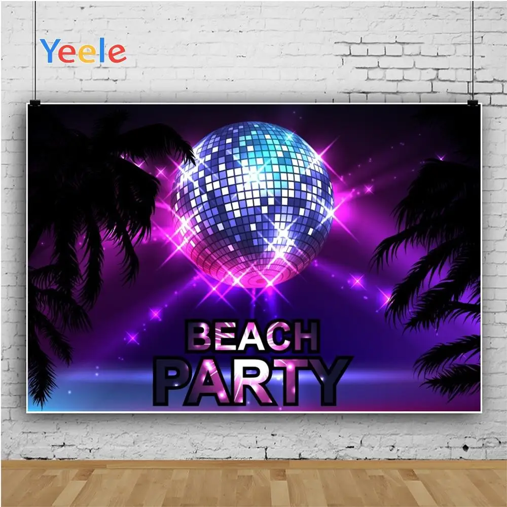 Yeele Summer Glitters Tropical Scene Beach Party Coconut Tree Night Starlight Starry Photographic Backdrops for Photo Studio | Электроника