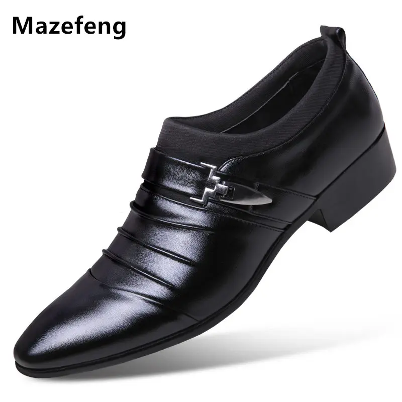 Mazefeng/Мужские модельные туфли в английском стиле Деловые на Плоском Каблуке с