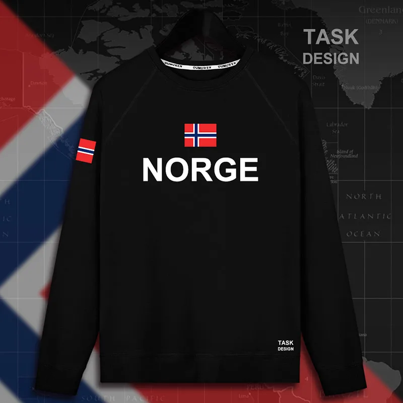 Norway Norge NOR Nordmann NO мужские толстовки с капюшоном, пуловеры, мужские толстовки, тонкая новая уличная одежда, свитера, новинка 01 - Цвет: roundneck-black