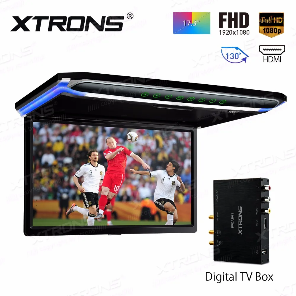 XTRONS 17 3 &quotАвтомобильная крыша Plarer FHD 1920*1080 P HD видео MPV на крыше монитор HDMI IR FM +
