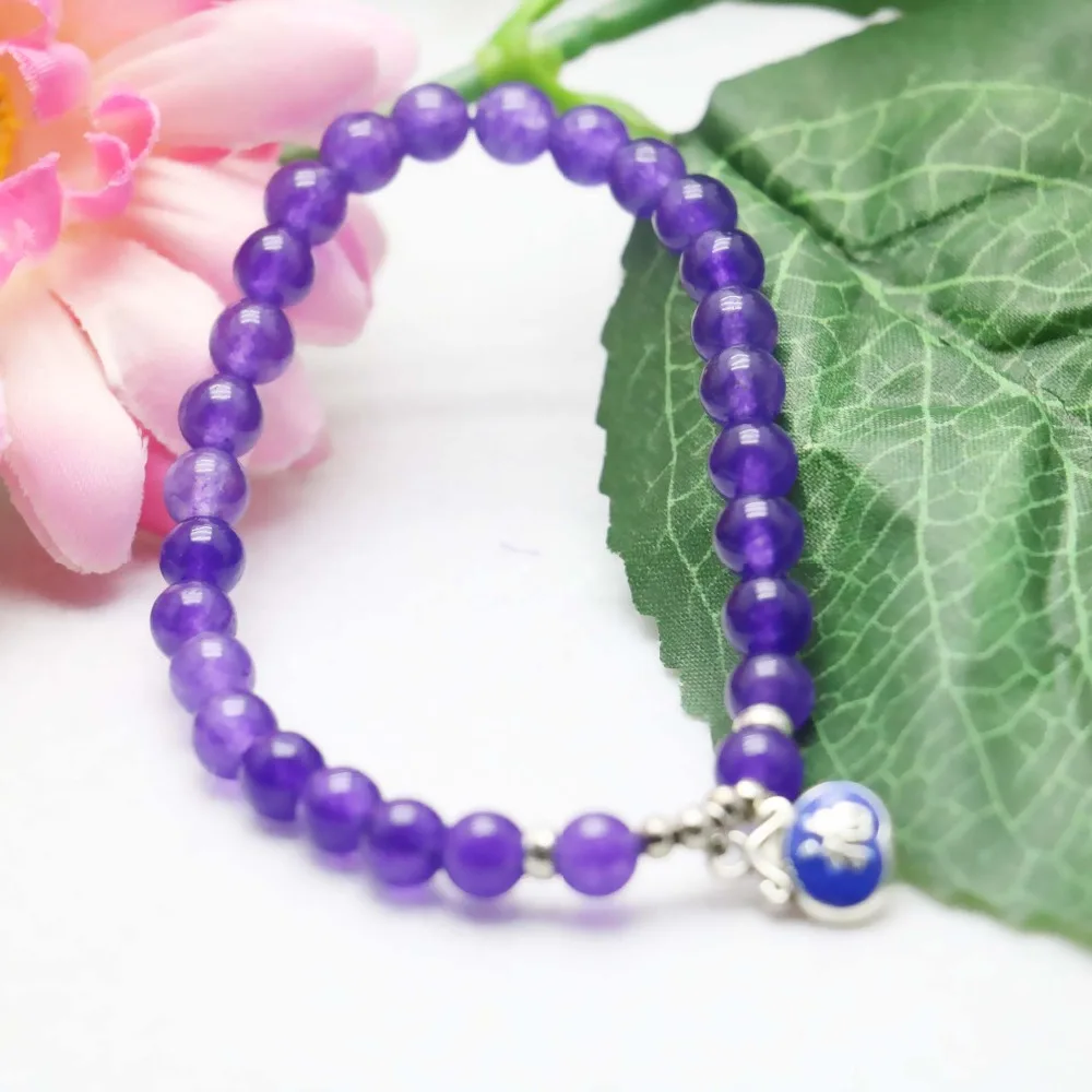 Бусины фиолетового цвета с кристаллом для женщин и девушек браслет из