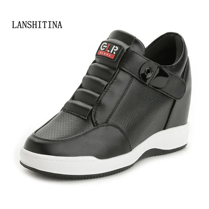 Новинка весны 2018 женская обувь с высоким верхом на скрытой танкетке повседневная